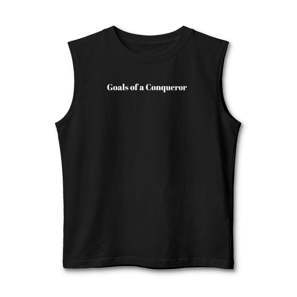 Oversized Sleeveless Gym Shirt for Men, Goals of a Conqueror Tank Top, Motivational Workout Tee, , Streetwear Muscle Tee