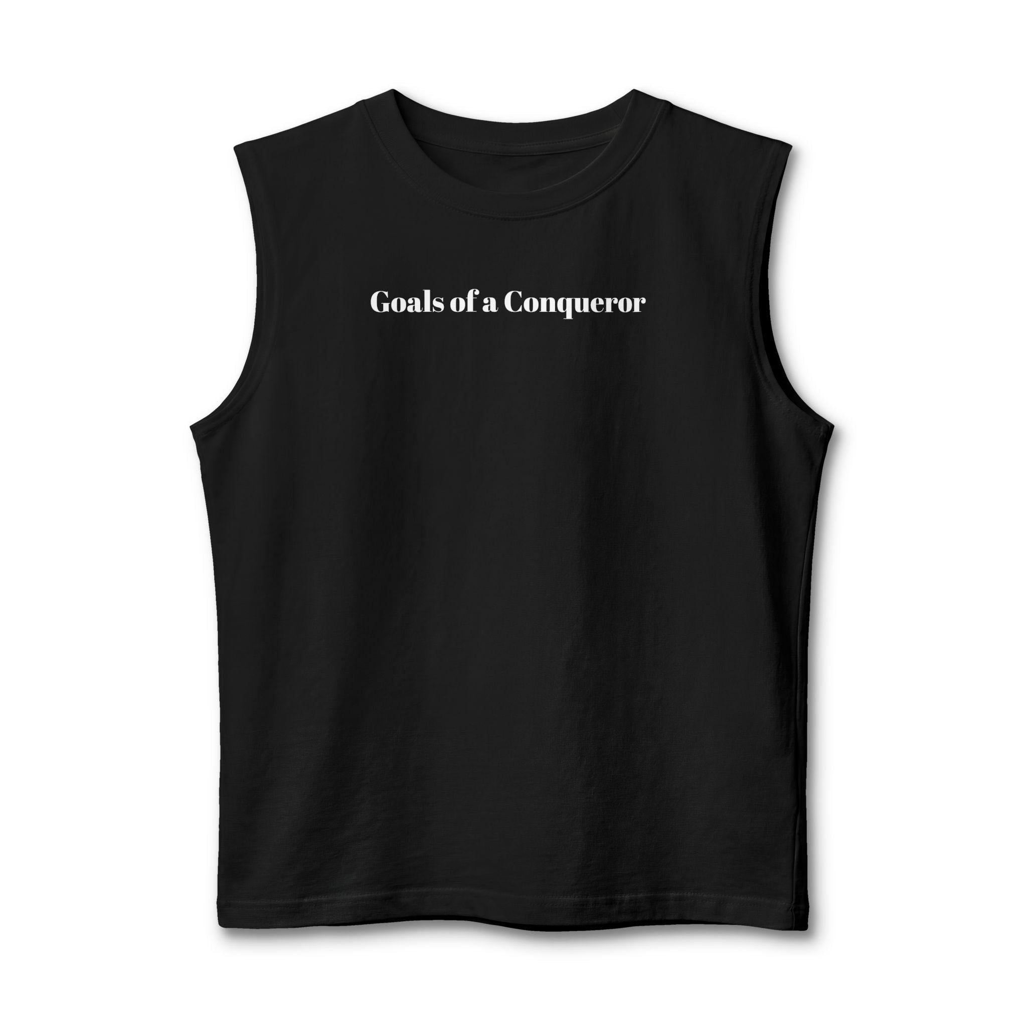 Oversized Sleeveless Gym Shirt for Men, Goals of a Conqueror Tank Top, Motivational Workout Tee, , Streetwear Muscle Tee