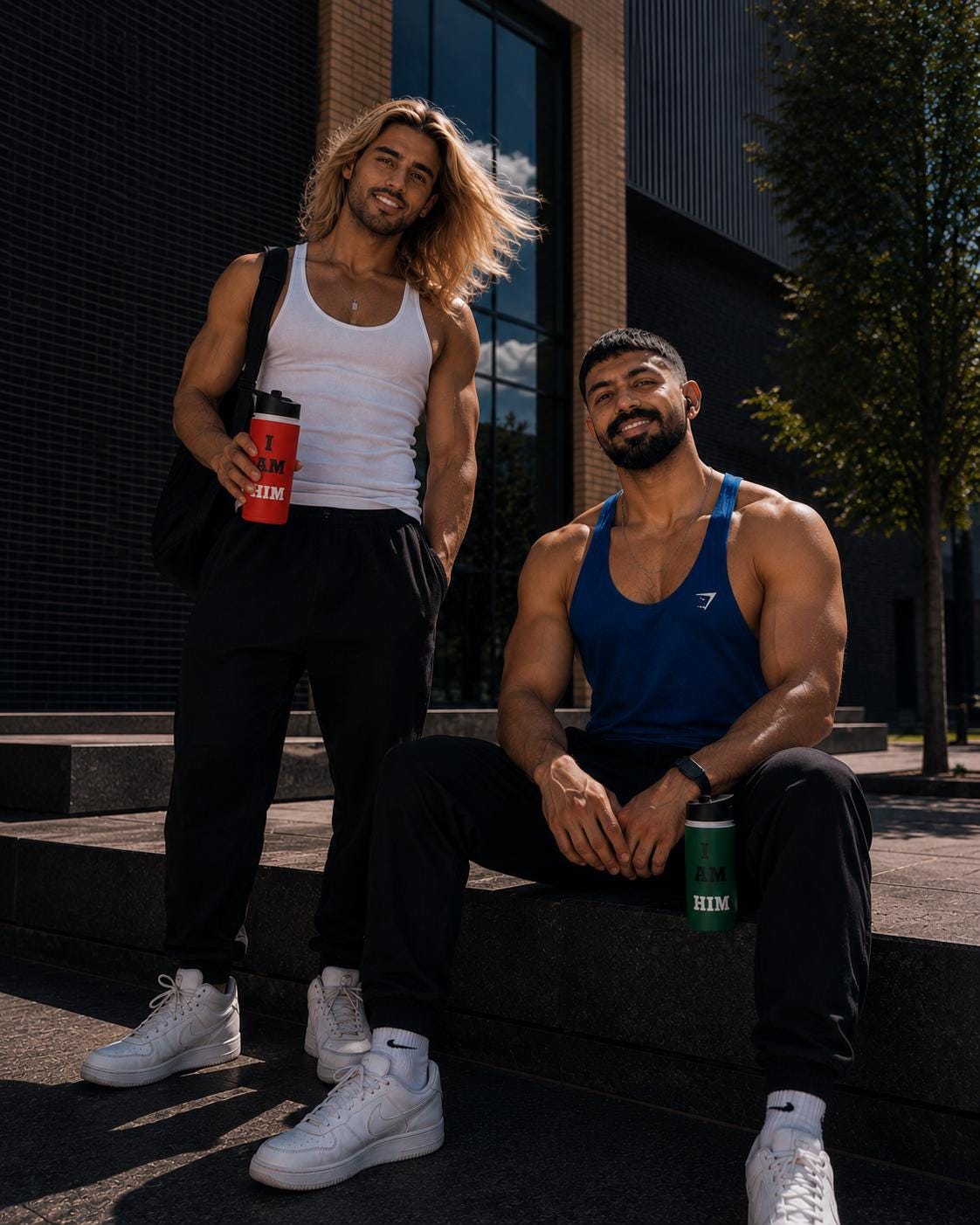 I AM HIM Motivational Stainless Steel Water Bottle Gym Flask  Insulated Sports Bottle Fitness Water Bottle Gift for Men