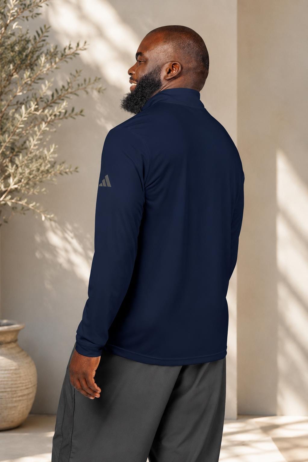 Built For Destiny Embroidered Adidas Quarter Zip Pullover, Minimalist Streetwear Sweatshirt, Premium Casual Athletic Layer for Men
