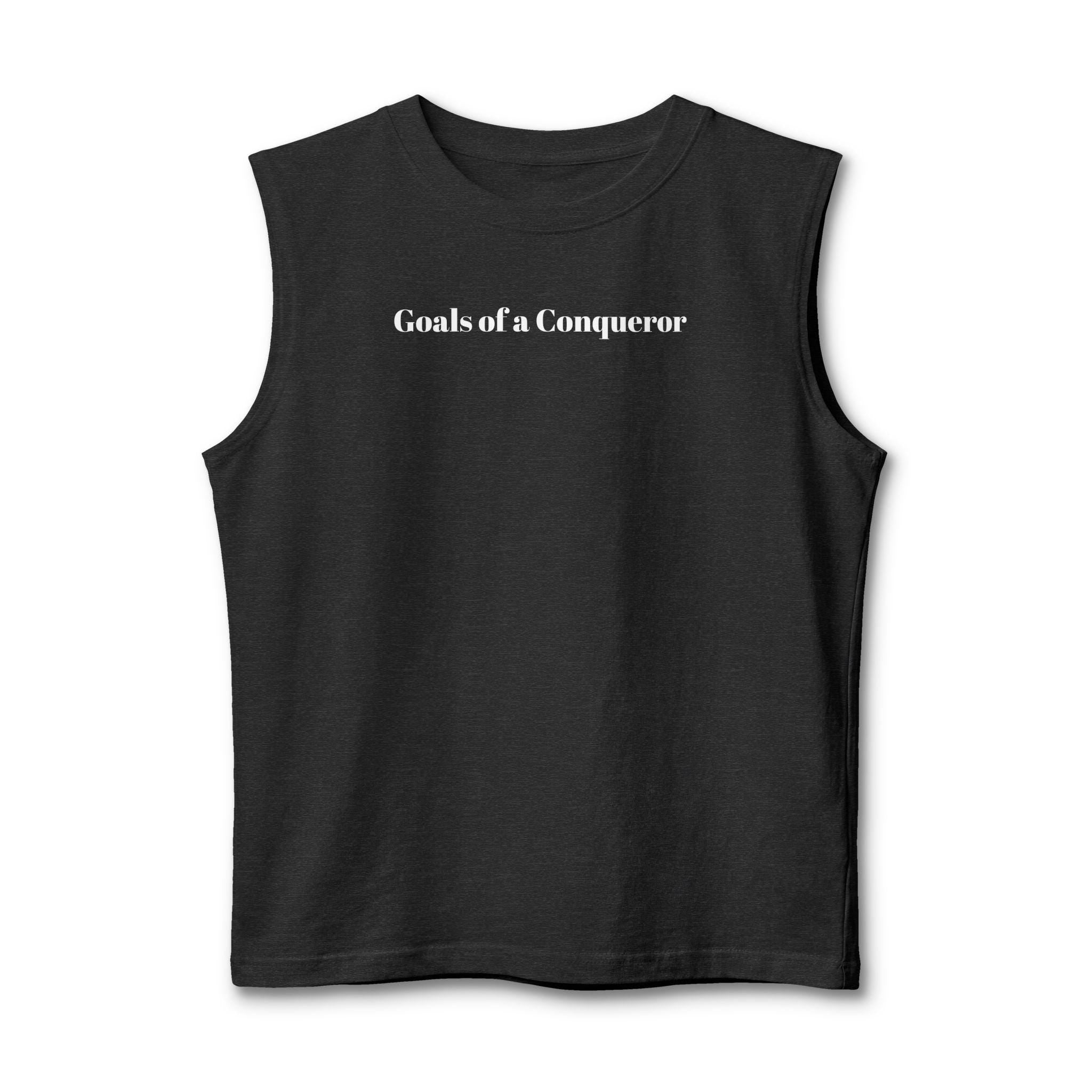 Oversized Sleeveless Gym Shirt for Men, Goals of a Conqueror Tank Top, Motivational Workout Tee, , Streetwear Muscle Tee
