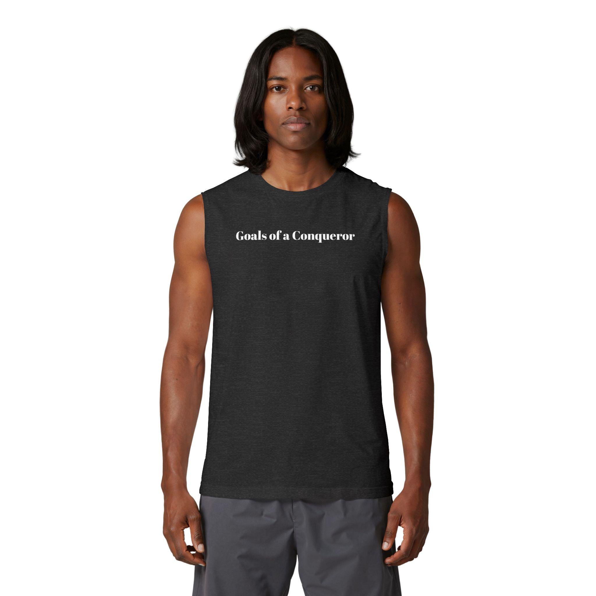 Oversized Sleeveless Gym Shirt for Men, Goals of a Conqueror Tank Top, Motivational Workout Tee, , Streetwear Muscle Tee