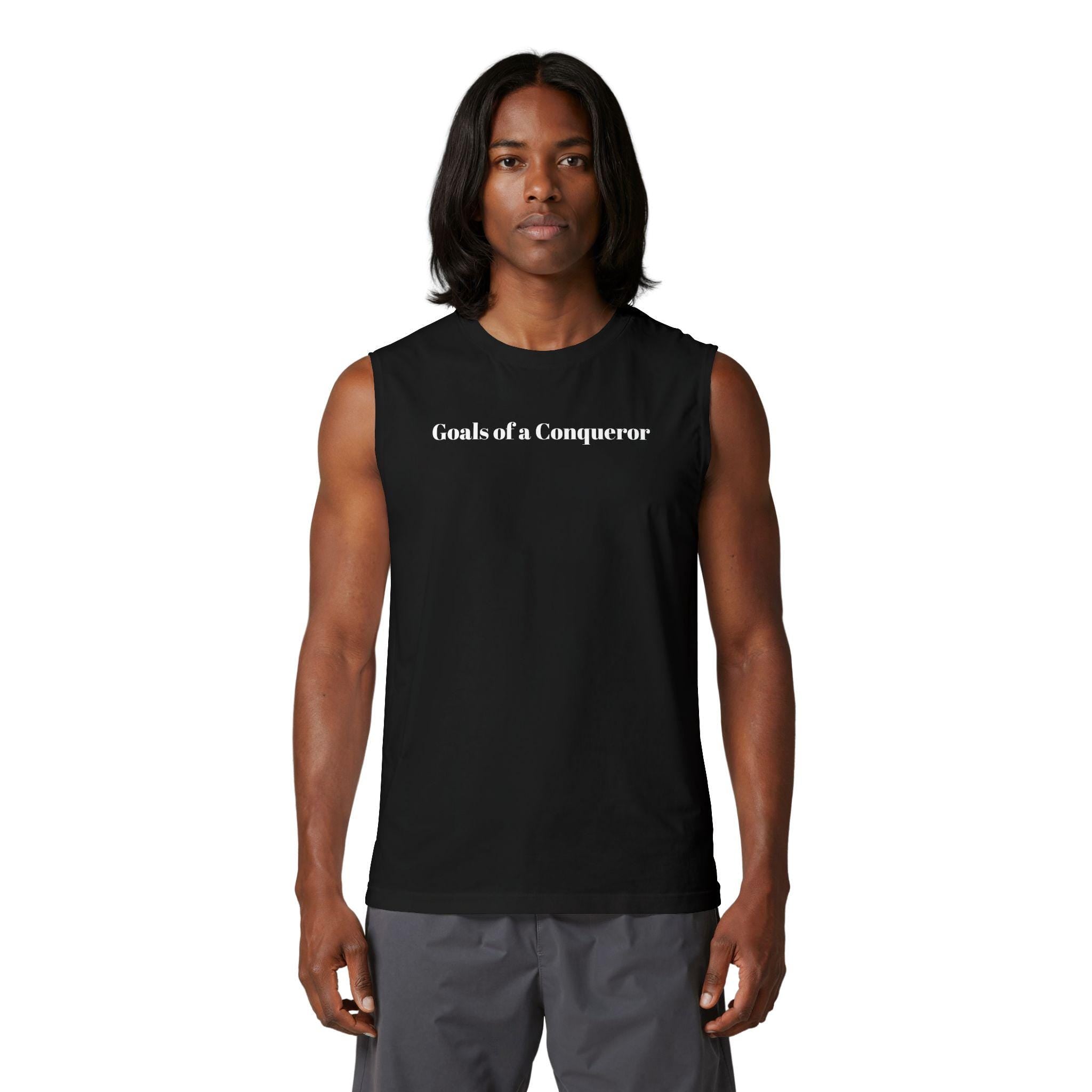 Oversized Sleeveless Gym Shirt for Men, Goals of a Conqueror Tank Top, Motivational Workout Tee, , Streetwear Muscle Tee