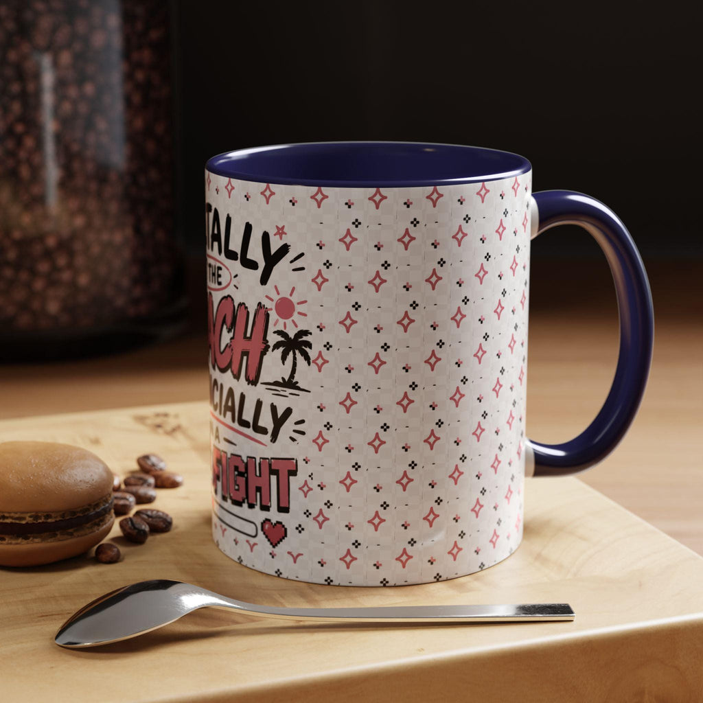 Mentally At The Beach Financially In A Boss Fight Mug, Funny Office Mug, Burnout Coffee Cup, Work Bestie Gift, Gen Z Meme Mug