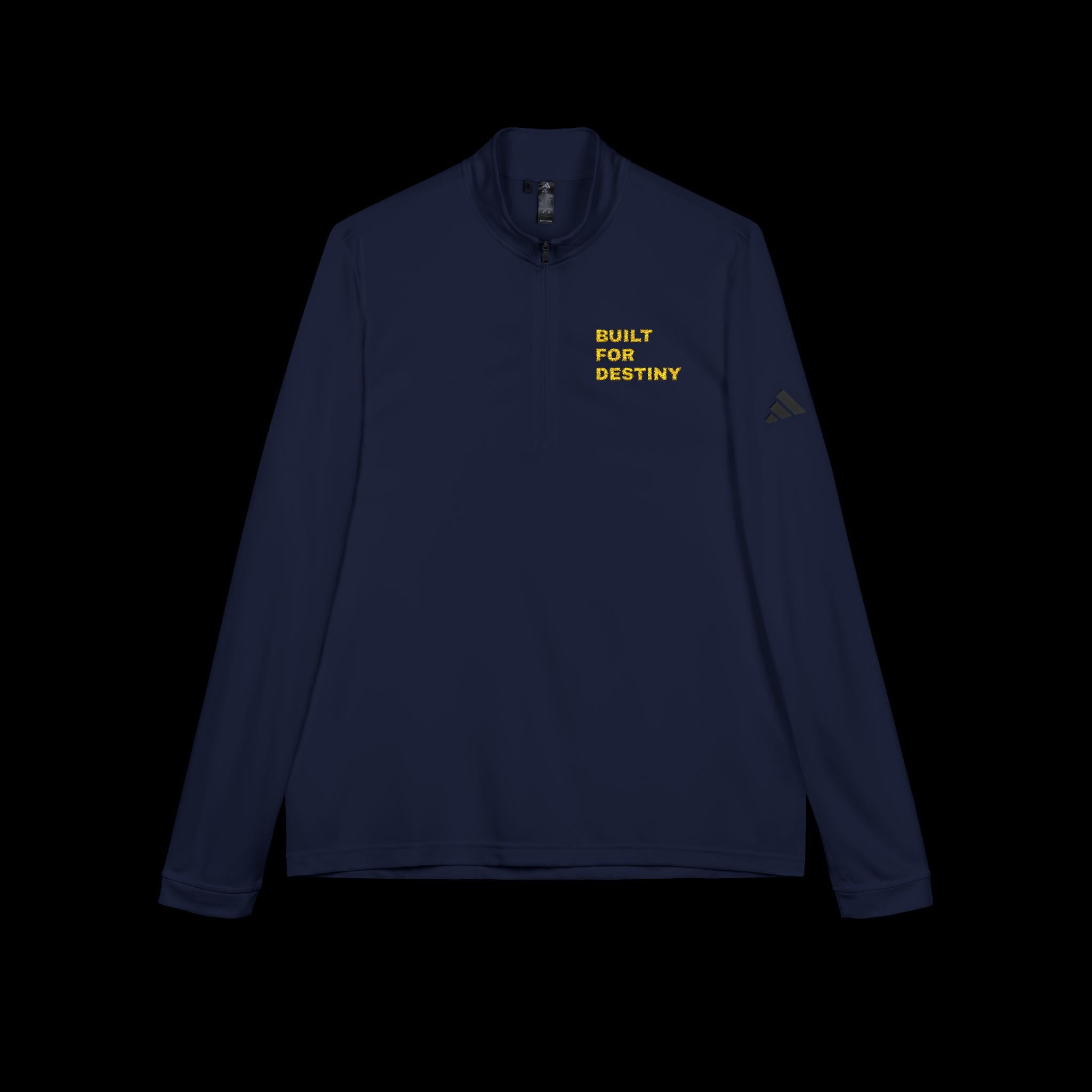 Built For Destiny Embroidered Adidas Quarter Zip Pullover, Minimalist Streetwear Sweatshirt, Premium Casual Athletic Layer for Men
