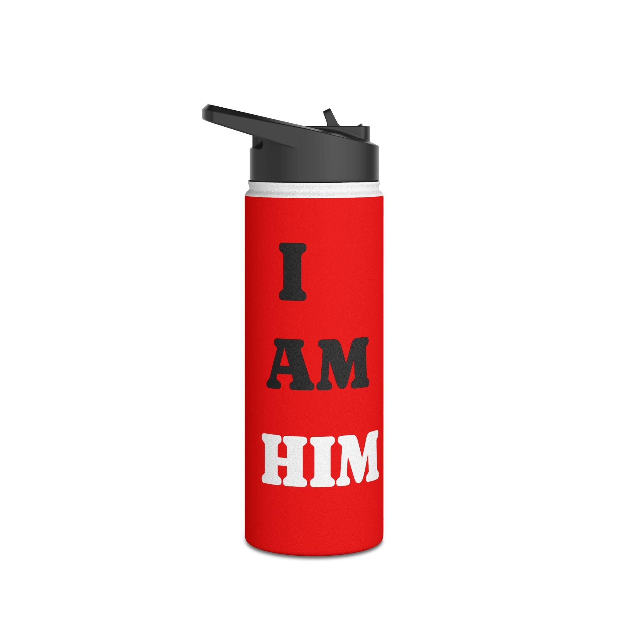 I AM HIM Motivational Stainless Steel Water Bottle Gym Flask  Insulated Sports Bottle Fitness Water Bottle Gift for Men